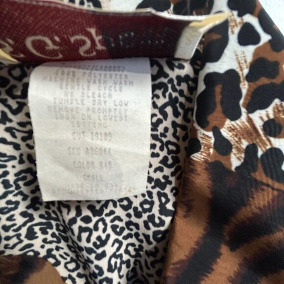 S.G. Sport Collection Vintage Animal Print Button-Up Shirt Womens Small Brown - Picture 4 of 9